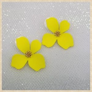Yellow Floral Statement Earrings